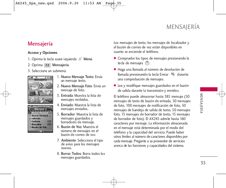 Mensajería | LG AX245 User Manual | Page 136 / 200