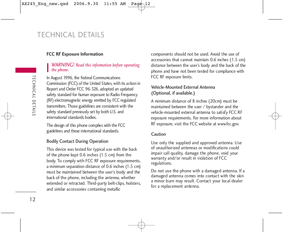 Technical details | LG AX245 User Manual | Page 14 / 200