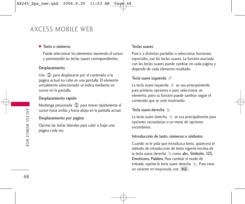 Axcess mobile web | LG AX245 User Manual | Page 149 / 200