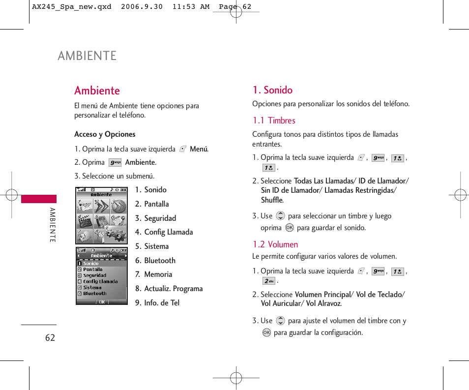 Ambiente, Sonido | LG AX245 User Manual | Page 163 / 200