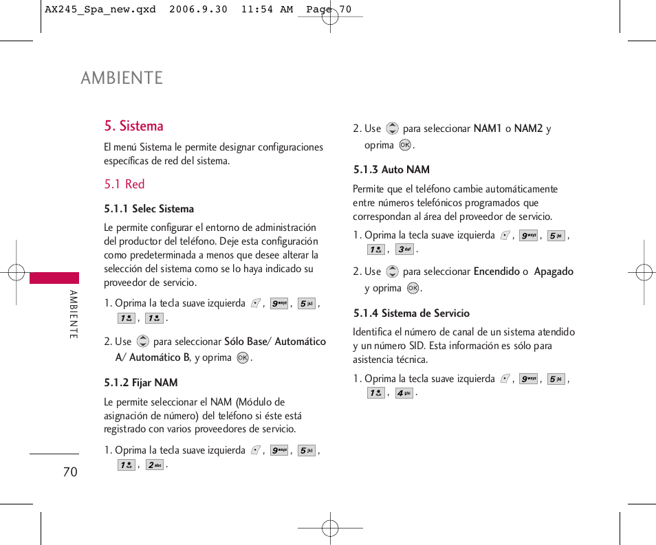 Ambiente, Sistema | LG AX245 User Manual | Page 171 / 200