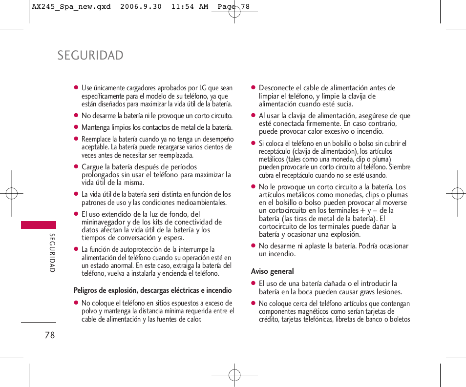 Seguridad | LG AX245 User Manual | Page 179 / 200