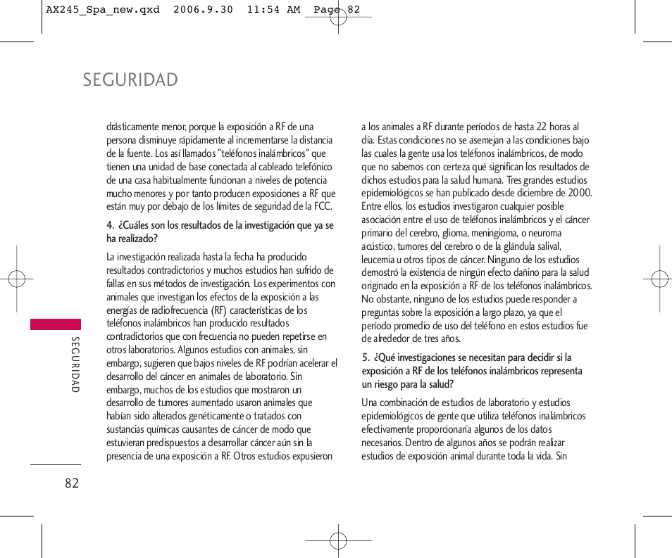 Seguridad | LG AX245 User Manual | Page 183 / 200