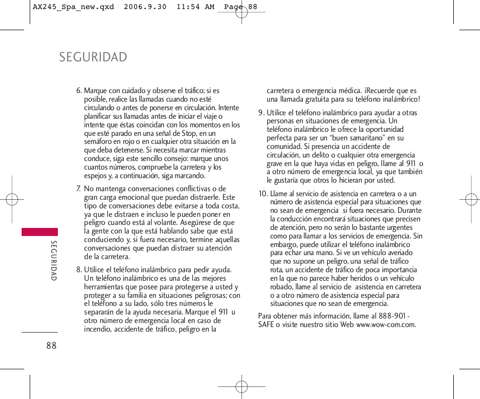 Seguridad | LG AX245 User Manual | Page 189 / 200