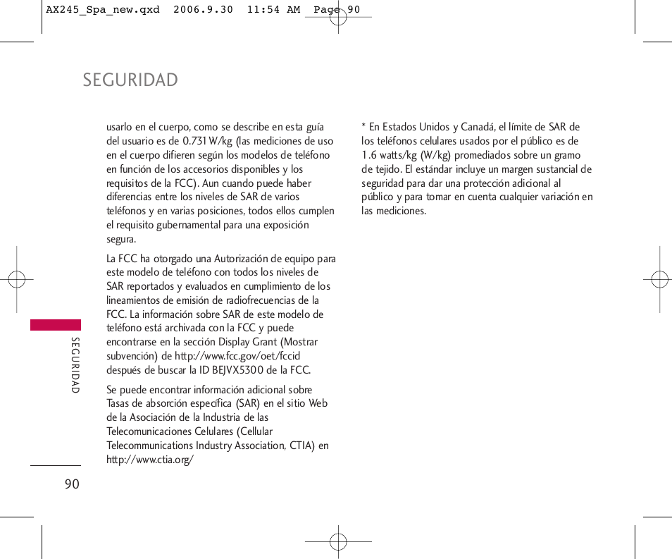 Seguridad | LG AX245 User Manual | Page 191 / 200