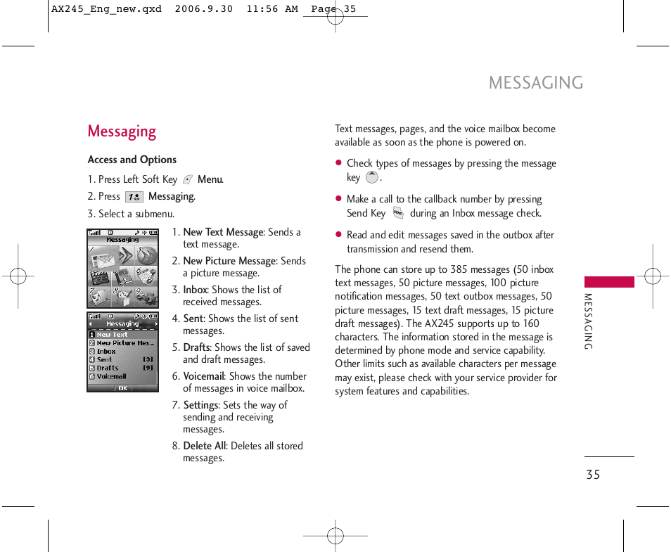 Messaging | LG AX245 User Manual | Page 37 / 200