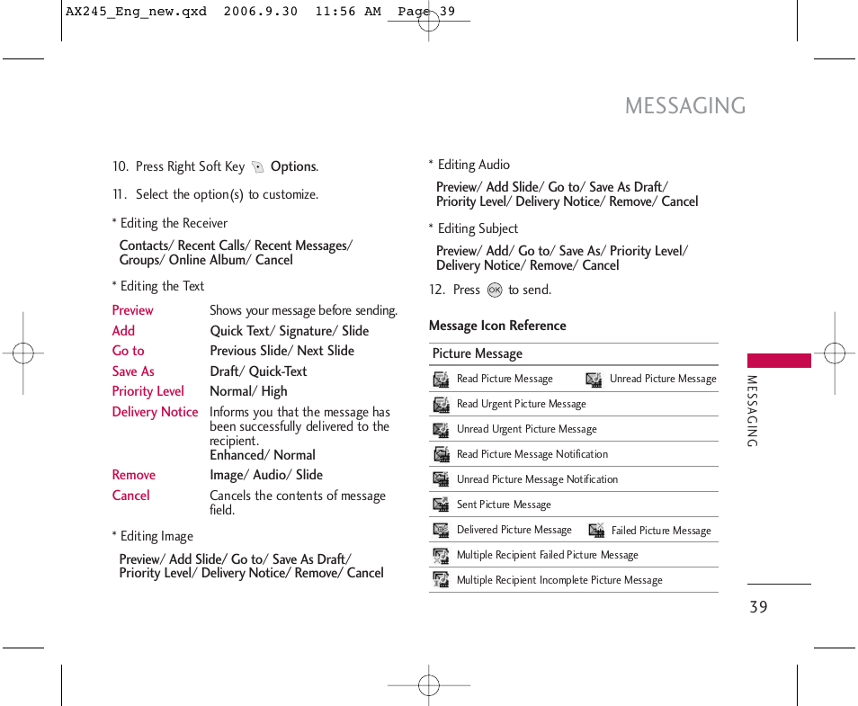 Messaging | LG AX245 User Manual | Page 41 / 200