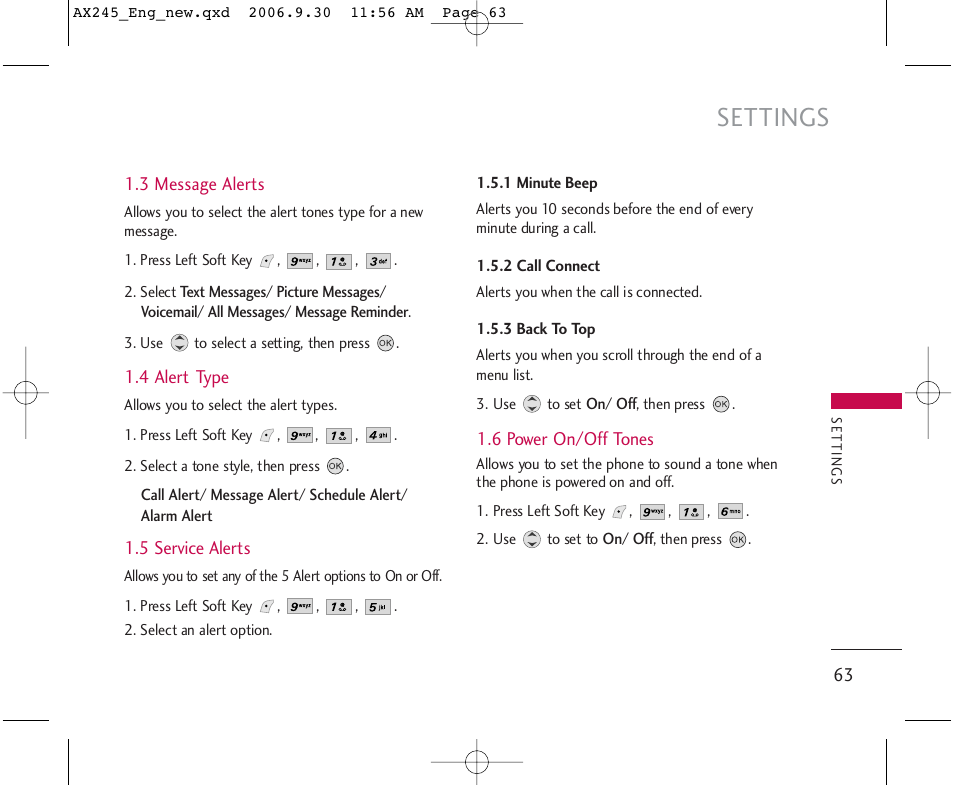 Settings | LG AX245 User Manual | Page 65 / 200