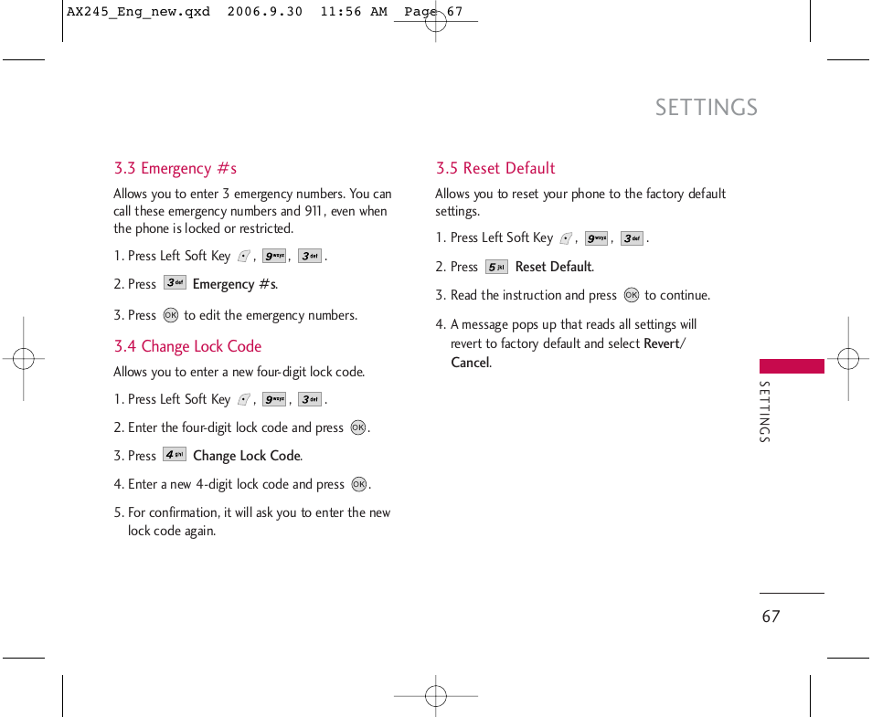 Settings | LG AX245 User Manual | Page 69 / 200