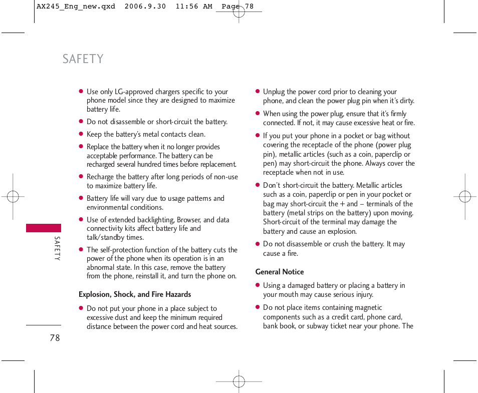 Safety | LG AX245 User Manual | Page 80 / 200