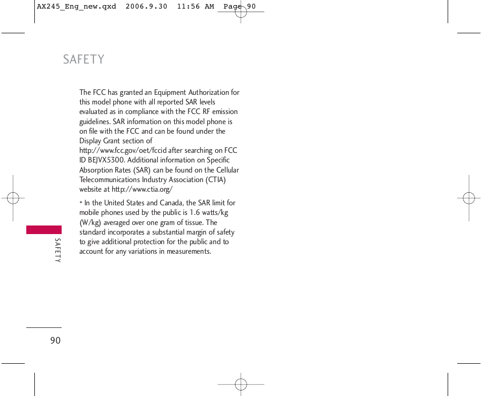 Safety | LG AX245 User Manual | Page 92 / 200