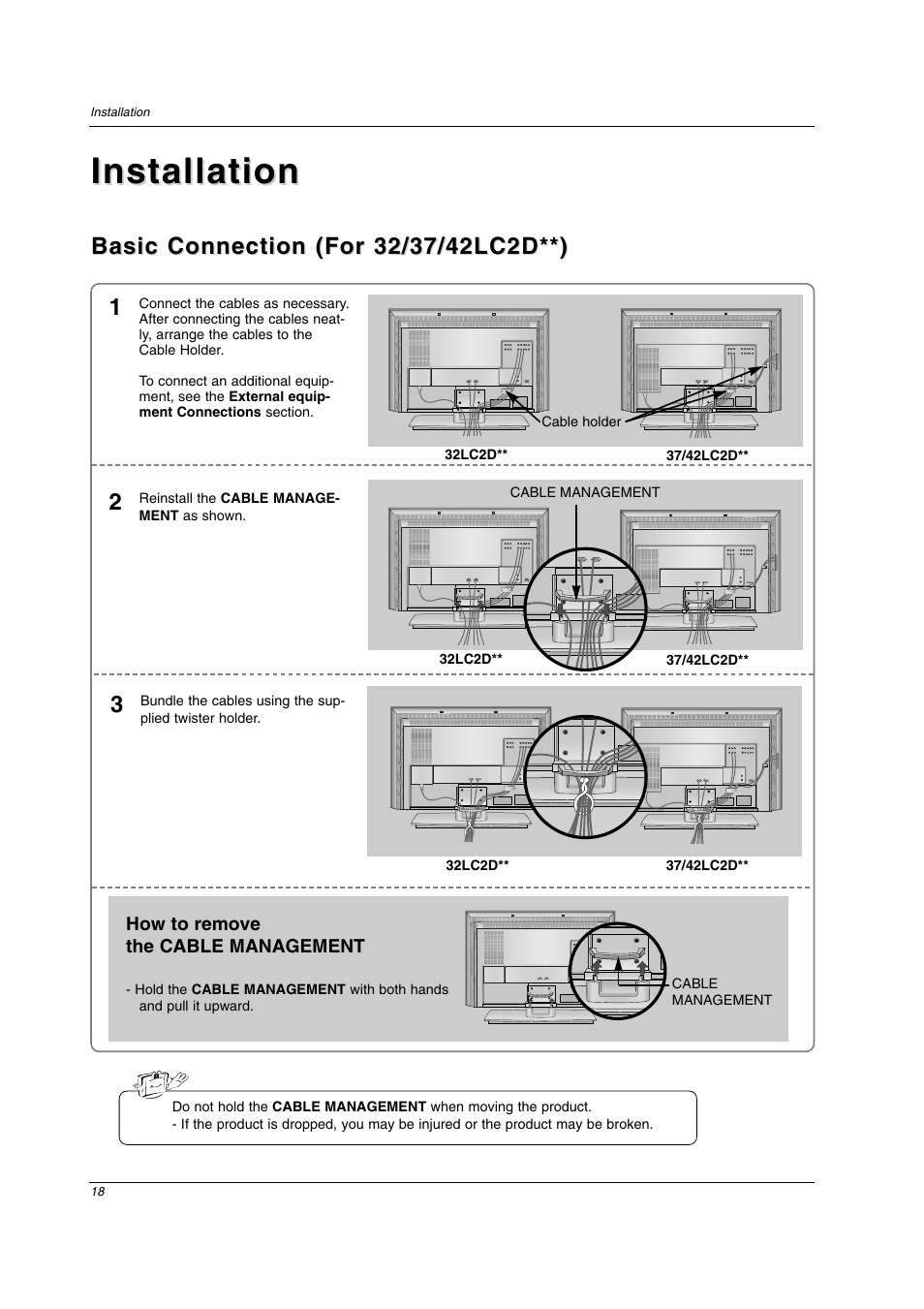 Installation | LG 32LC2D User Manual | Page 18 / 68