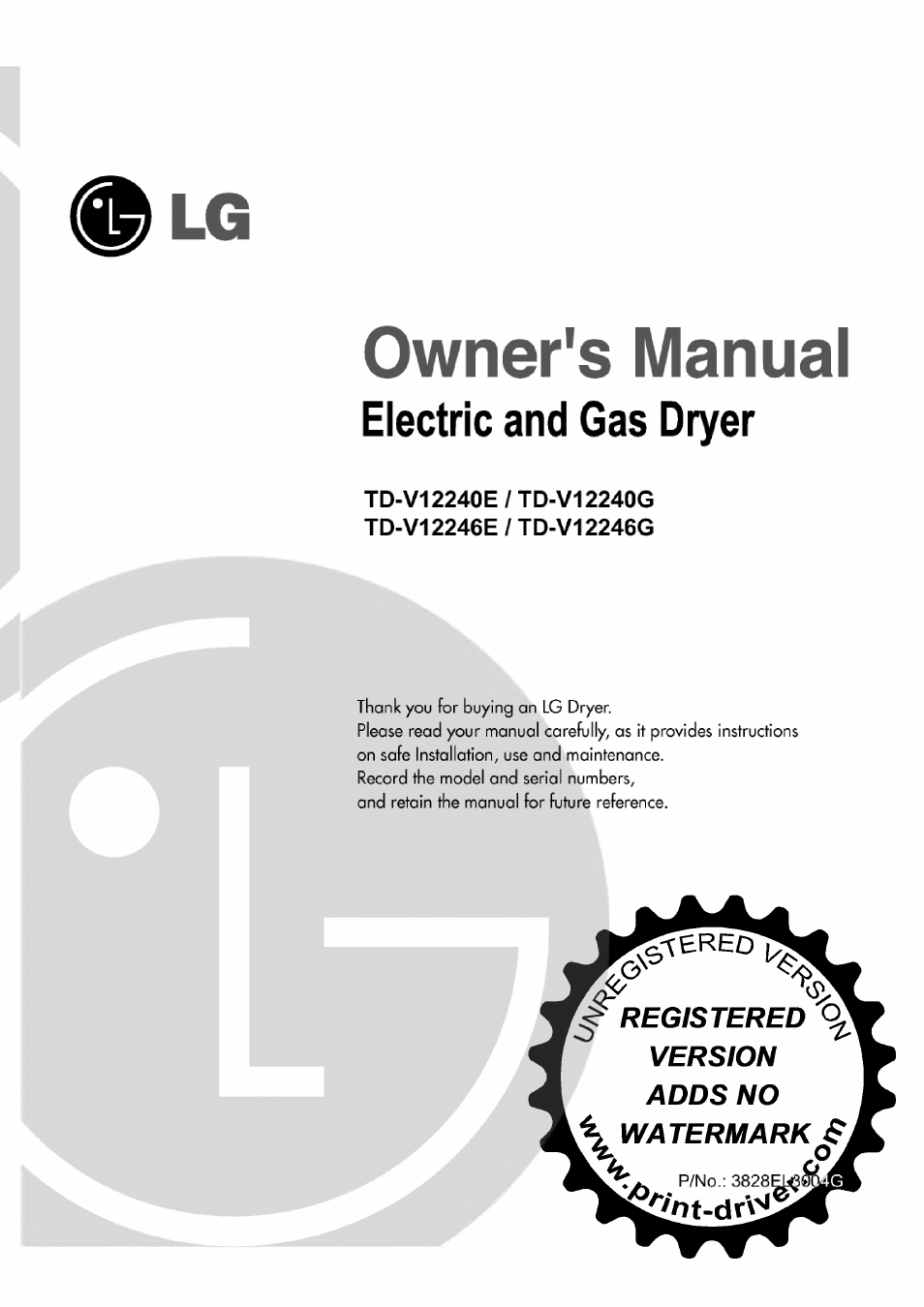 LG TD-V12246E User Manual | 34 pages