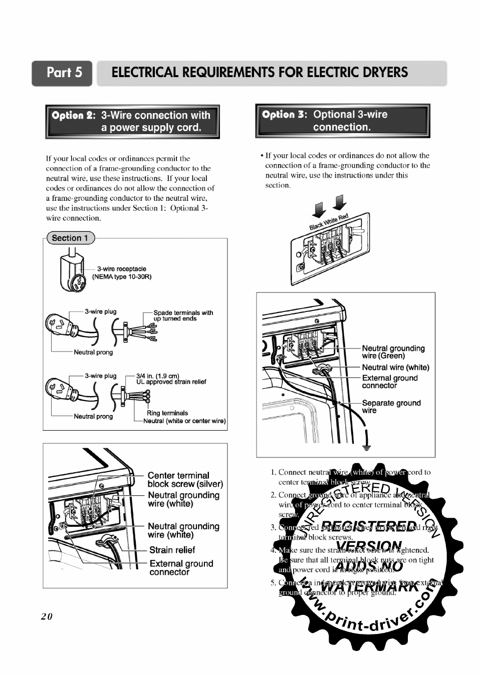 Electrical requirements for electric dryers, Nt-drv | LG TD-V12246E User Manual | Page 20 / 34