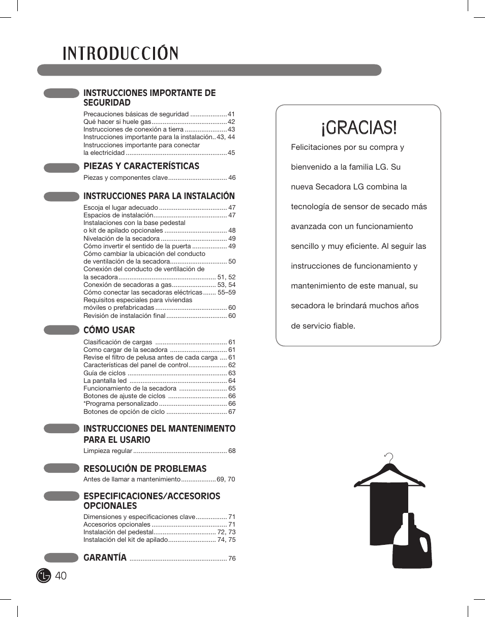 Gracias | LG DLE2101W User Manual | Page 40 / 112