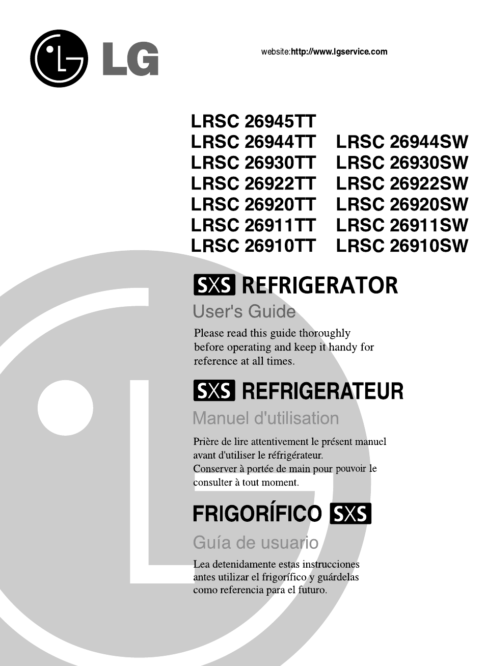 LG LRSC 26944SW  EN User Manual | 32 pages
