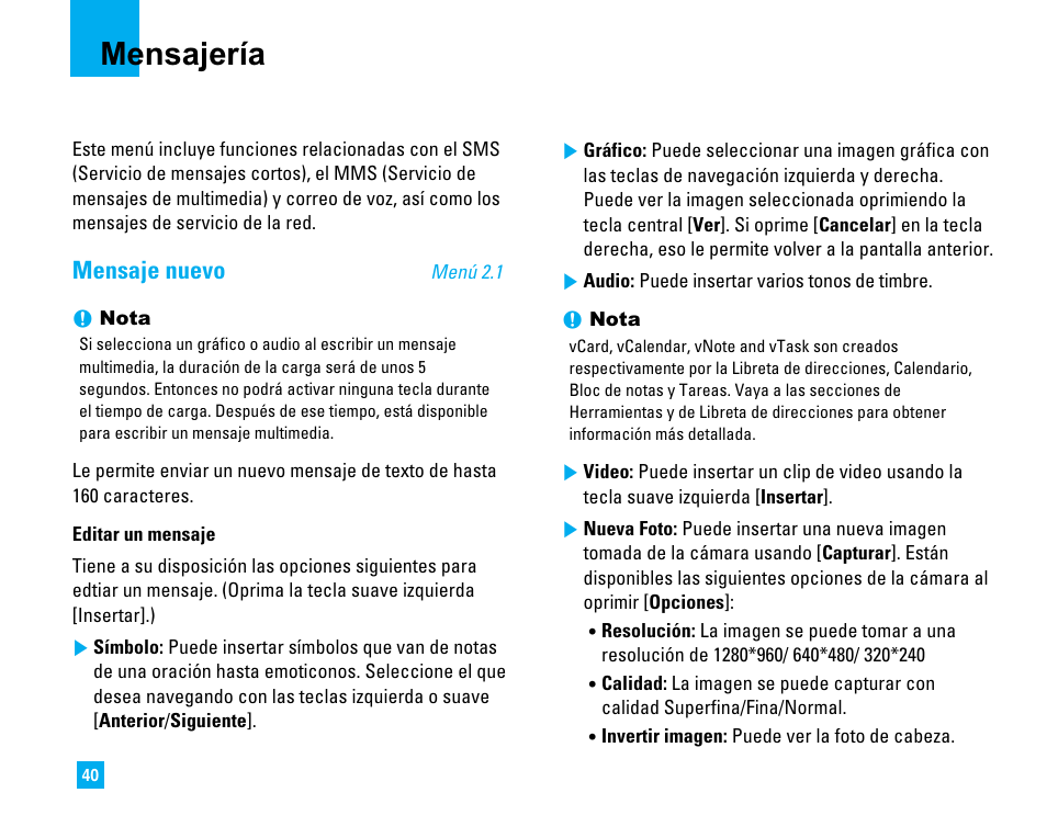 Mensajería, Mensaje nuevo | LG CU500 User Manual | Page 146 / 218