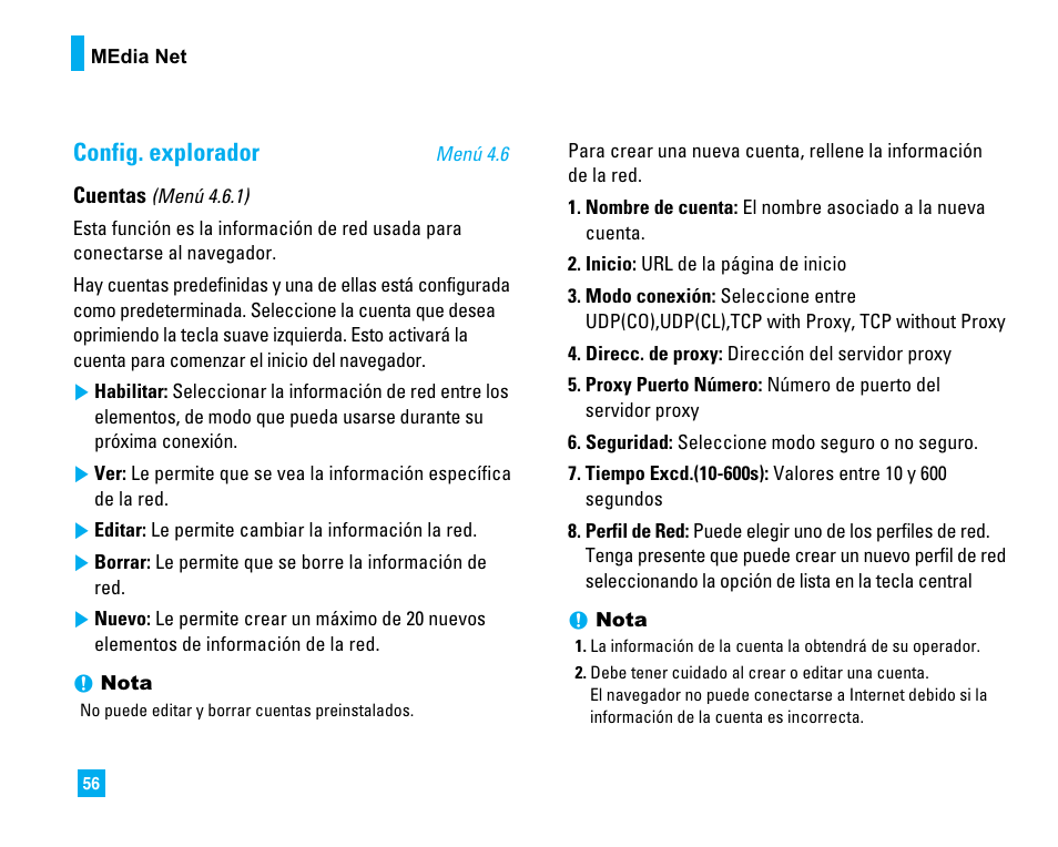 Config. explorador | LG CU500 User Manual | Page 162 / 218