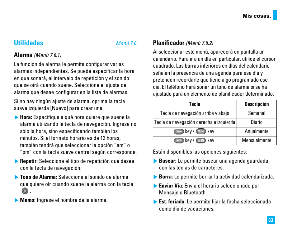 Utilidades | LG CU500 User Manual | Page 169 / 218
