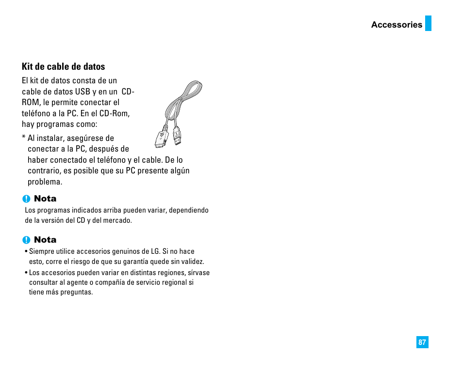 Kit de cable de datos | LG CU500 User Manual | Page 193 / 218