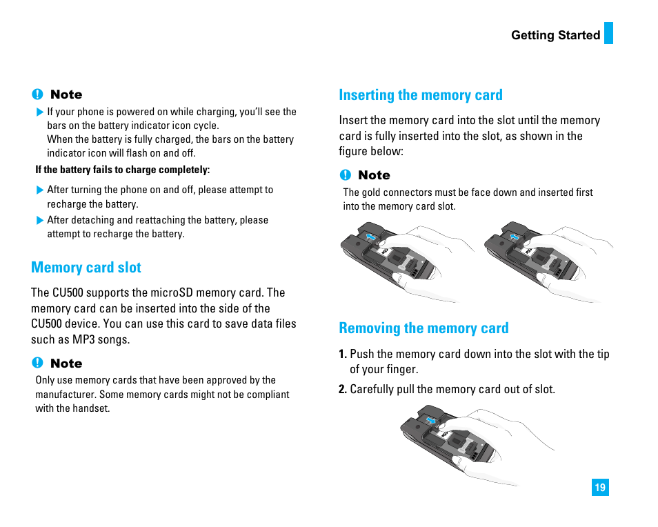 LG CU500 User Manual | Page 21 / 218