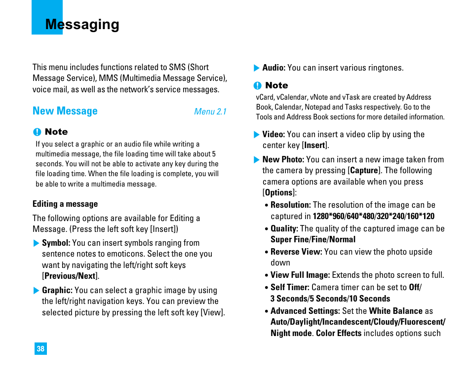 Messaging, New message | LG CU500 User Manual | Page 40 / 218