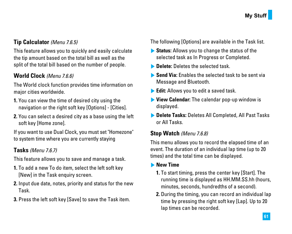 LG CU500 User Manual | Page 63 / 218