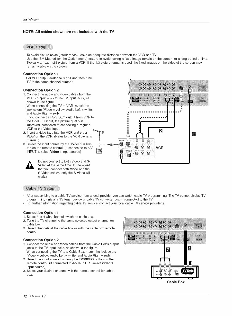 Connection option 1, Connection option 2 | LG RU-42PX10C User Manual | Page 12 / 44
