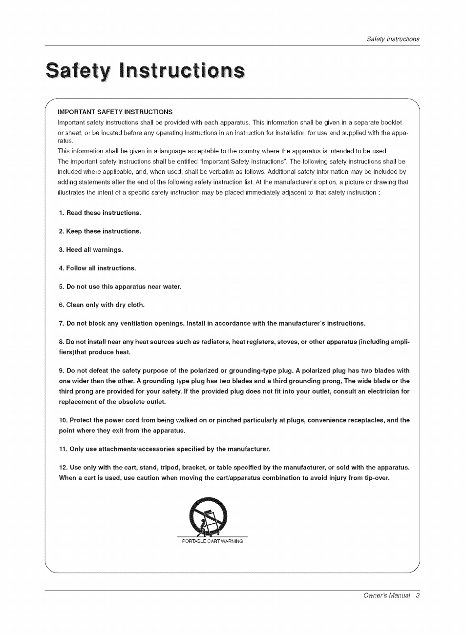 Safety instructions | LG RU-42PX10C User Manual | Page 3 / 44