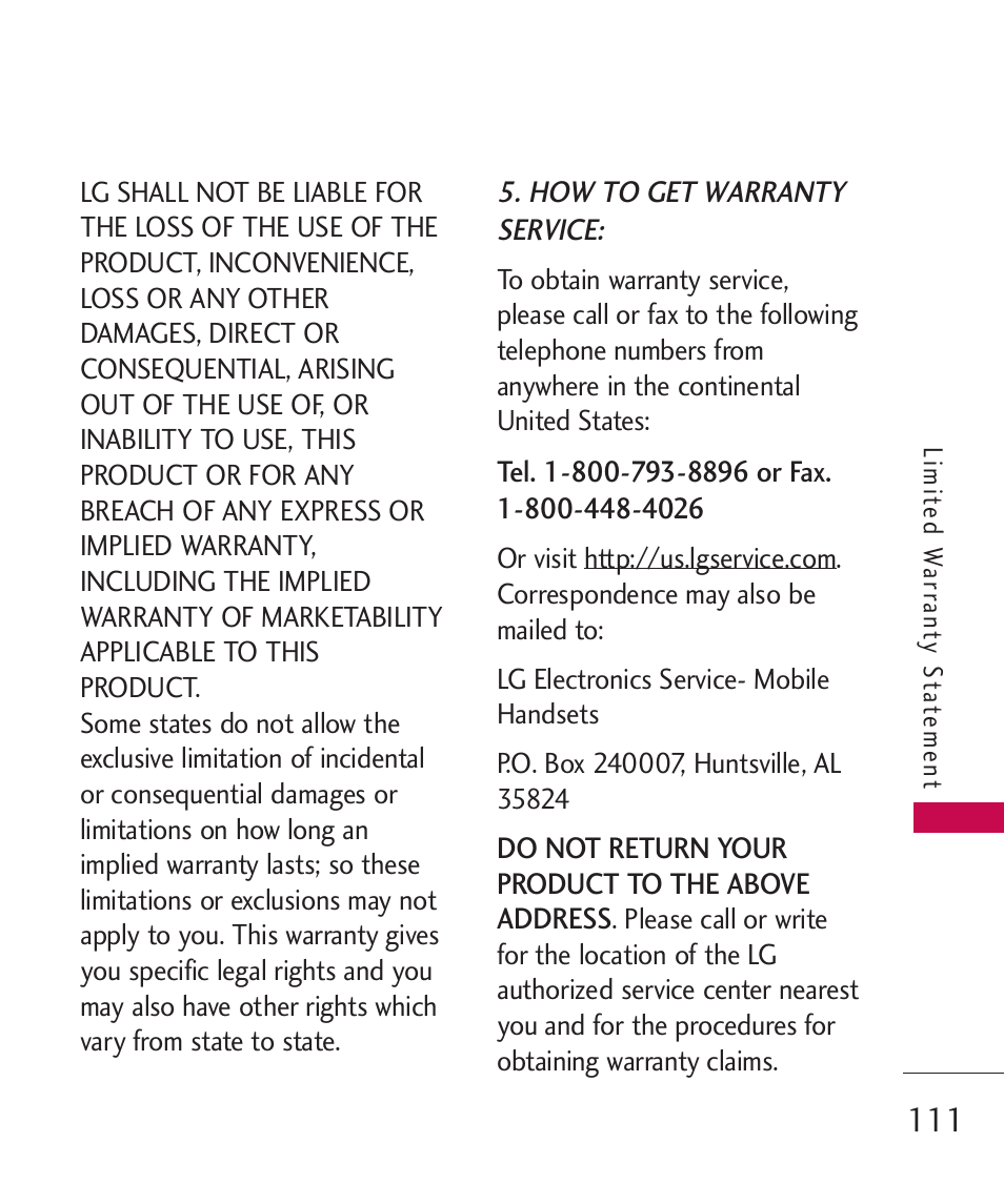 LG 260 User Manual | Page 113 / 240