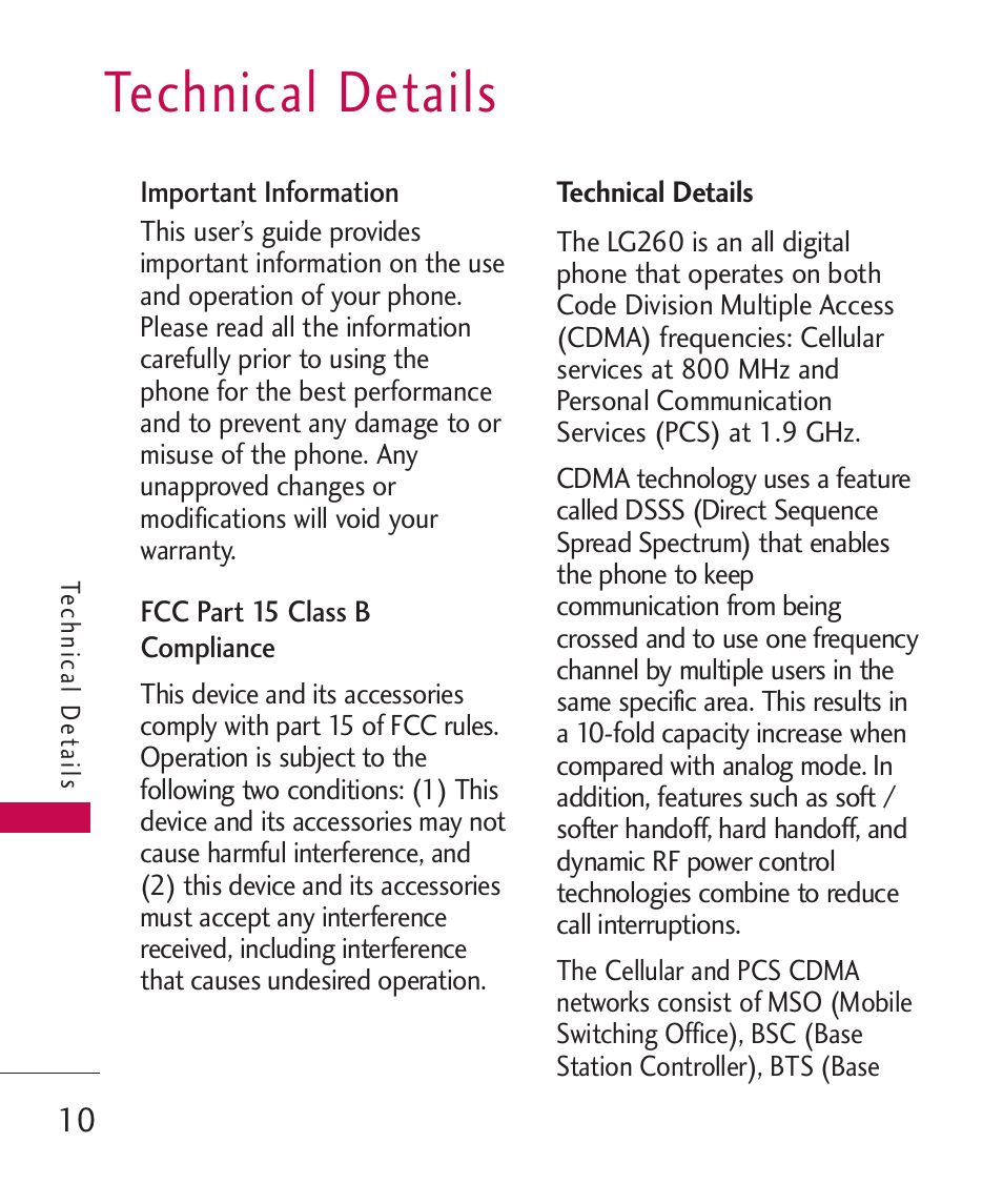 Technical details | LG 260 User Manual | Page 12 / 240