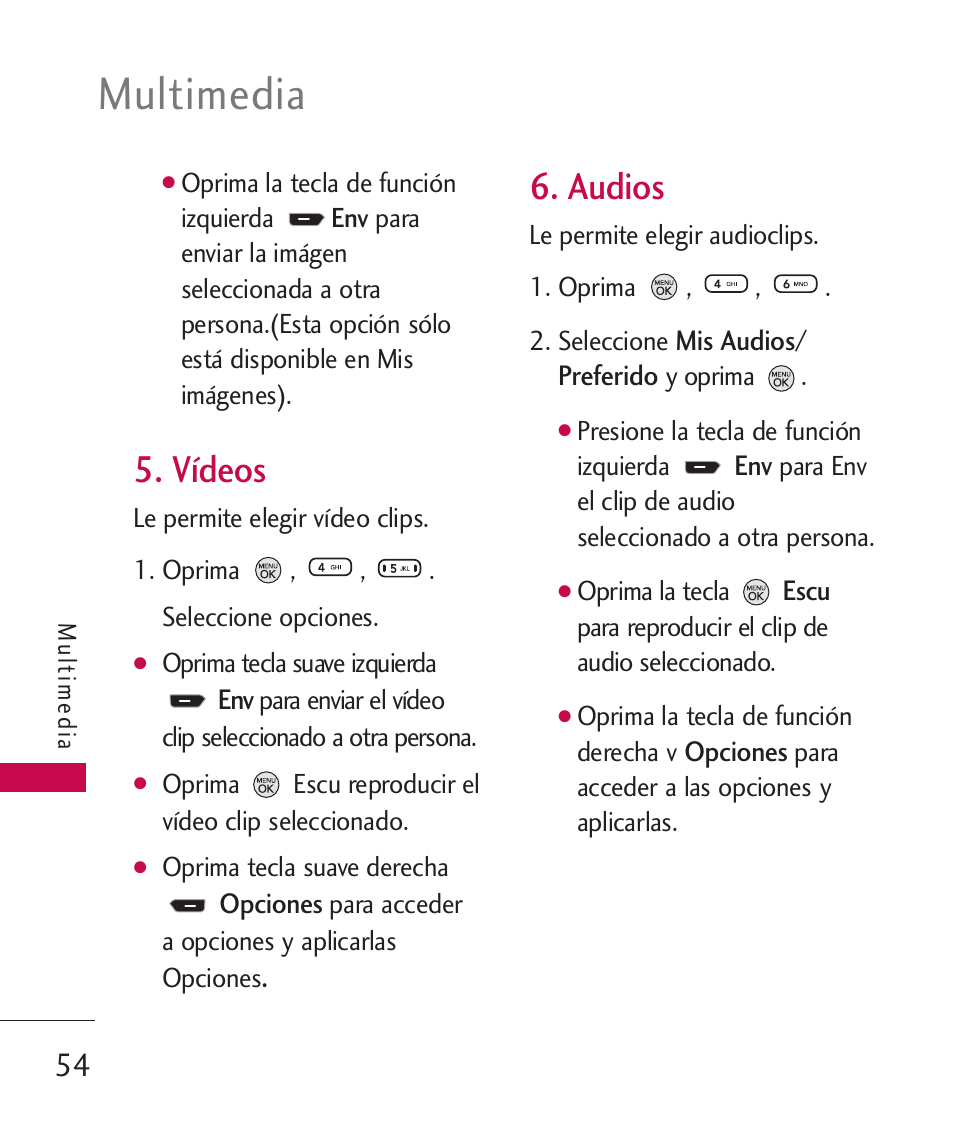 Vídeos, Audios, Multimedia | LG 260 User Manual | Page 169 / 240