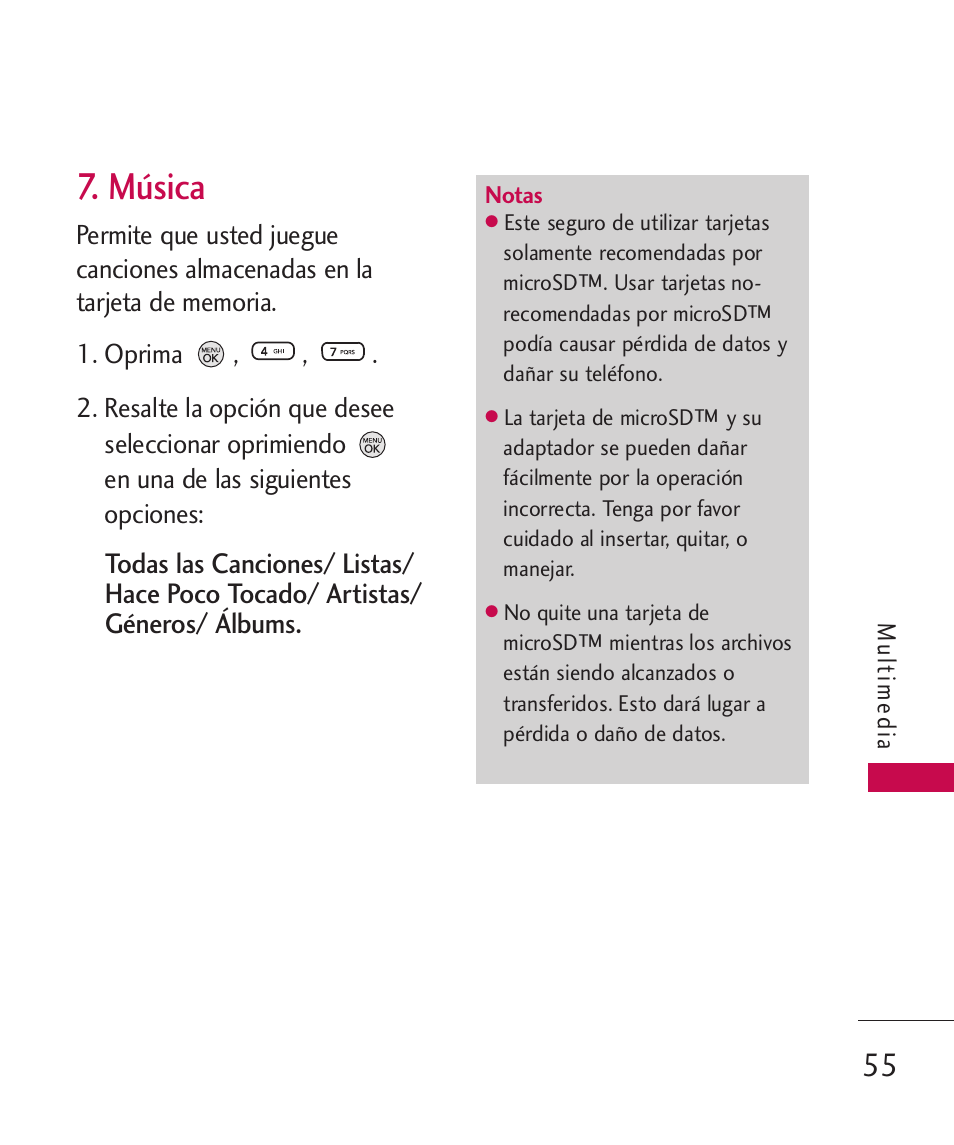 Música | LG 260 User Manual | Page 170 / 240