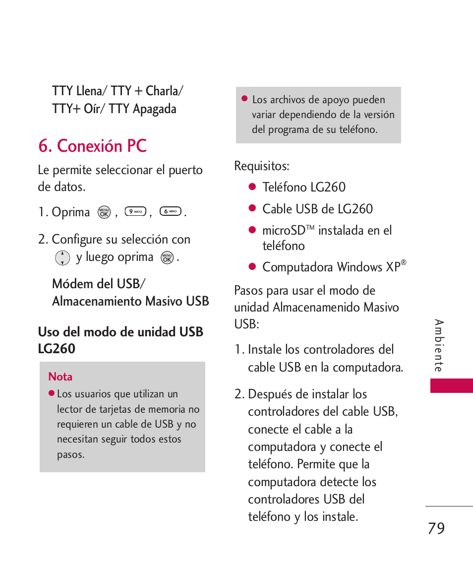 Conexión pc | LG 260 User Manual | Page 194 / 240