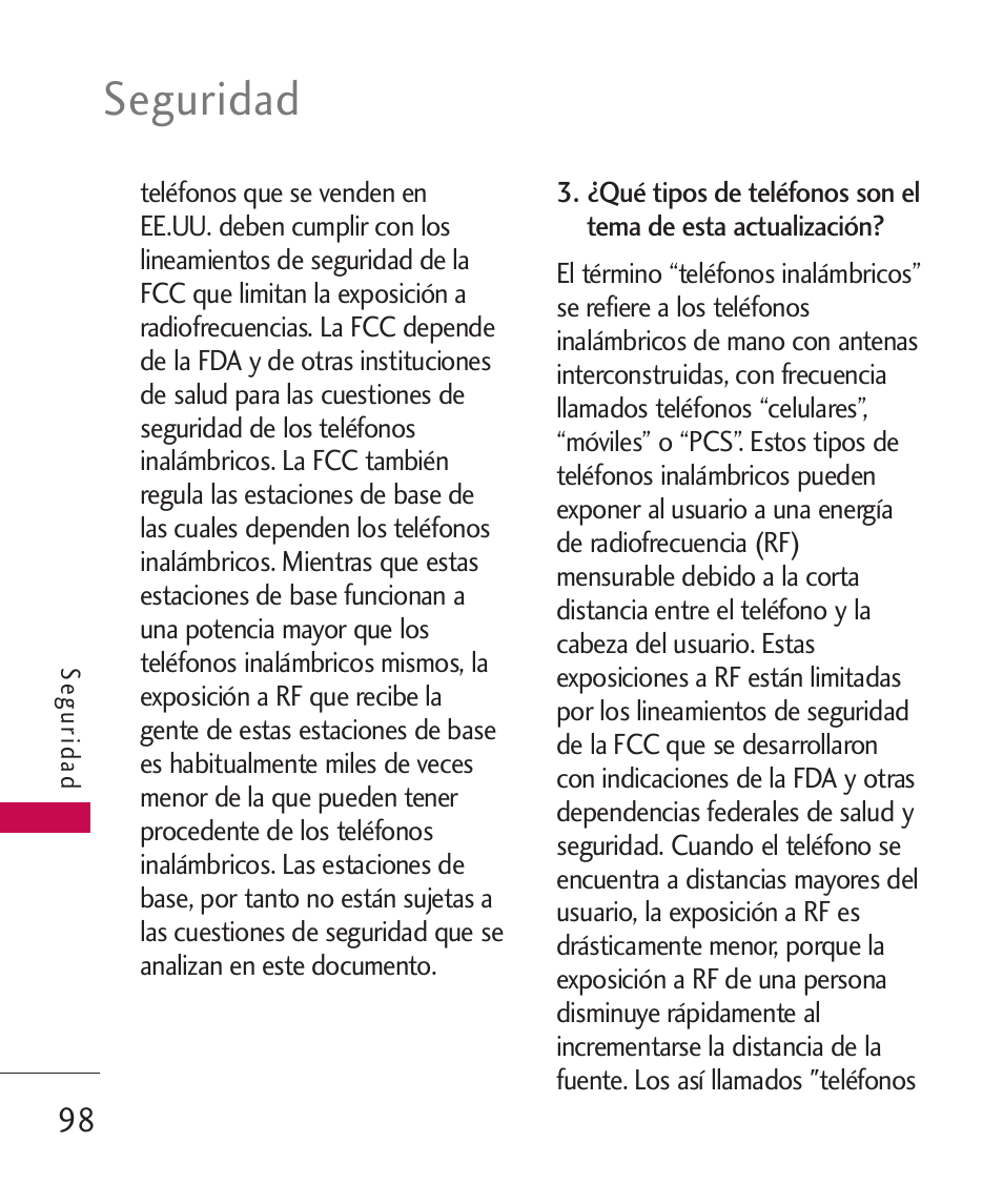 Seguridad | LG 260 User Manual | Page 213 / 240