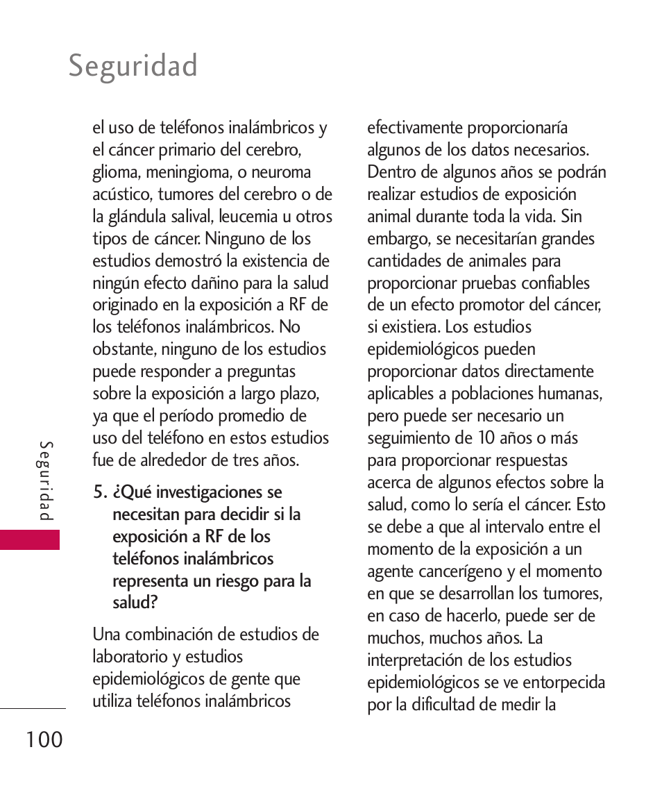 Seguridad | LG 260 User Manual | Page 215 / 240