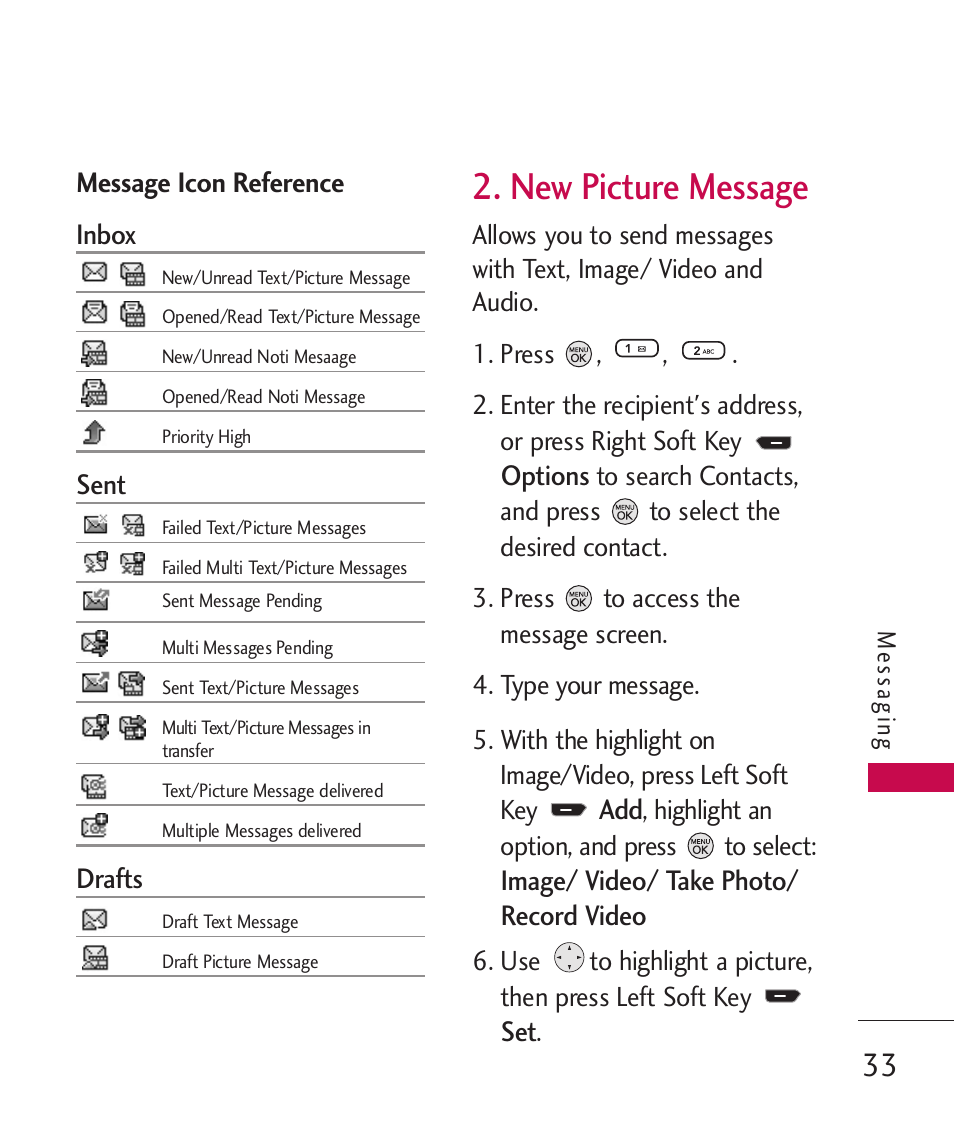 New picture message | LG 260 User Manual | Page 35 / 240