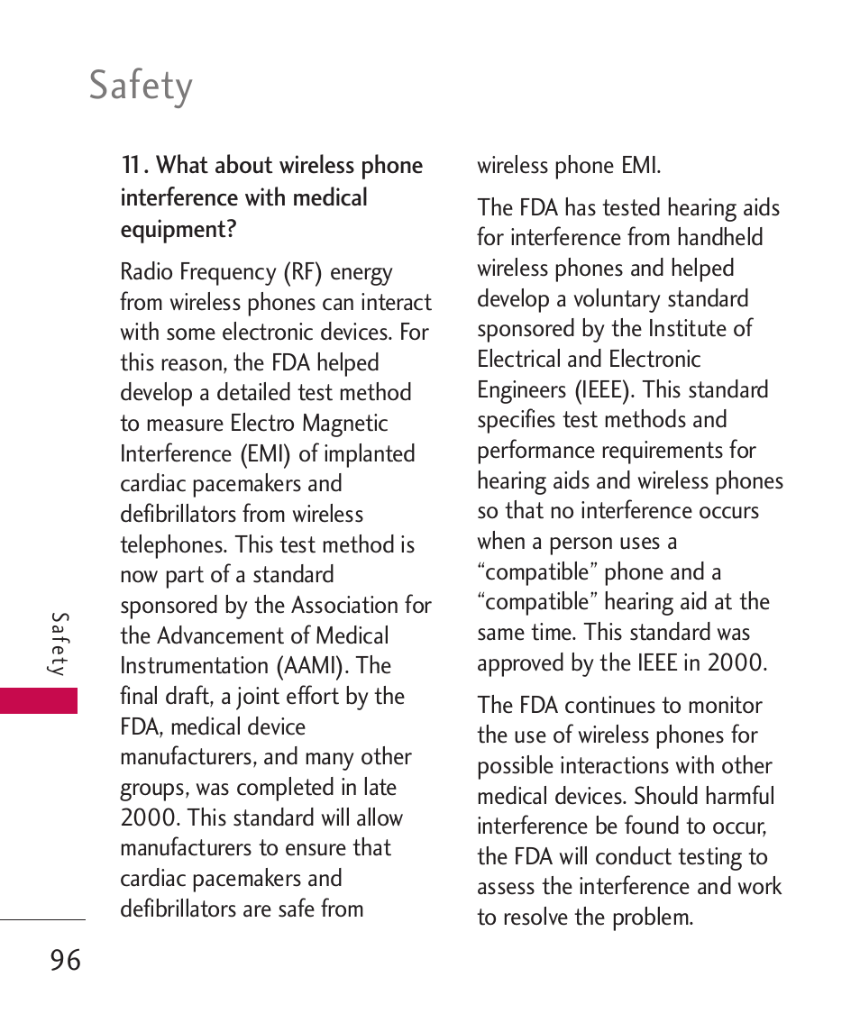 Safety | LG 260 User Manual | Page 98 / 240