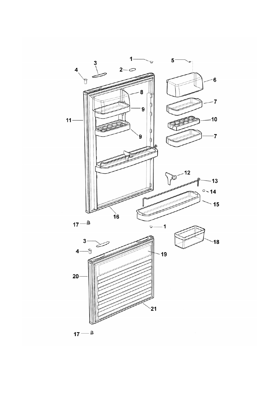 Door assemblies bottom freezer | LG E440T User Manual | Page 10 / 35