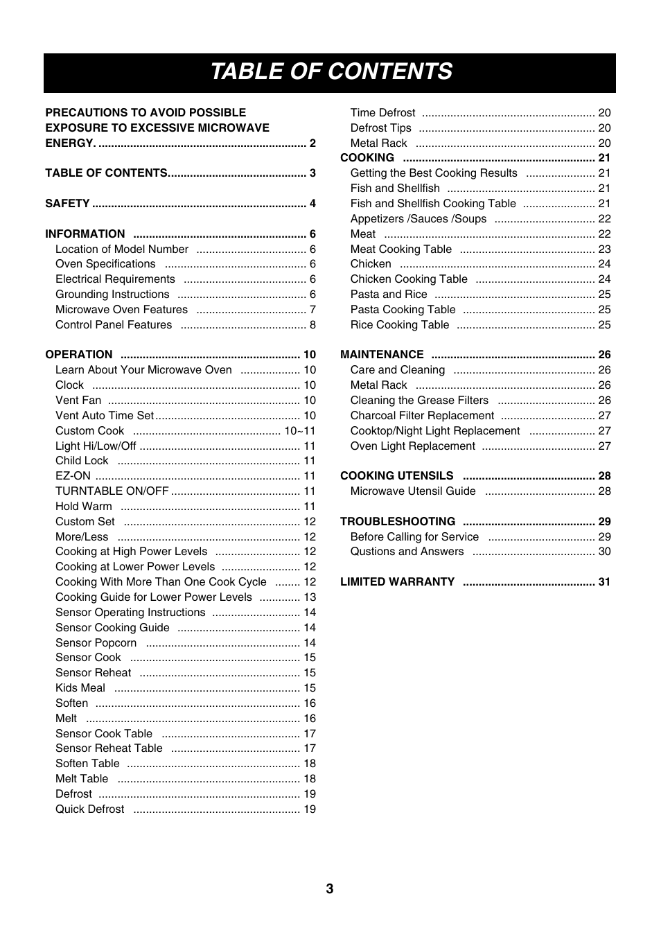 LG LMV2083ST User Manual | Page 3 / 32