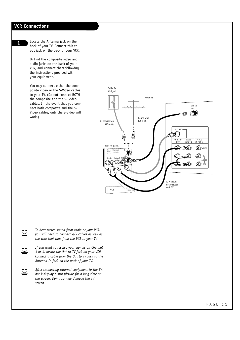 Vcr connections | LG RU-60SZ30 User Manual | Page 11 / 60