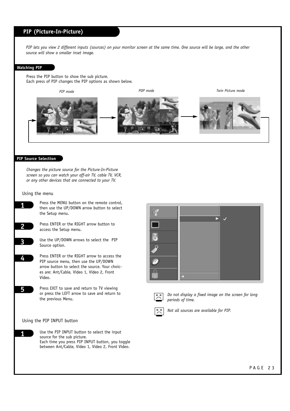 Pip (picture-in-picture) | LG RU-60SZ30 User Manual | Page 23 / 60