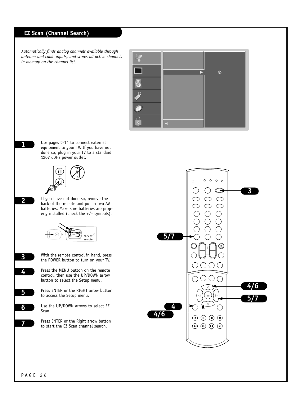 Ez scan (channel search) | LG RU-60SZ30 User Manual | Page 26 / 60