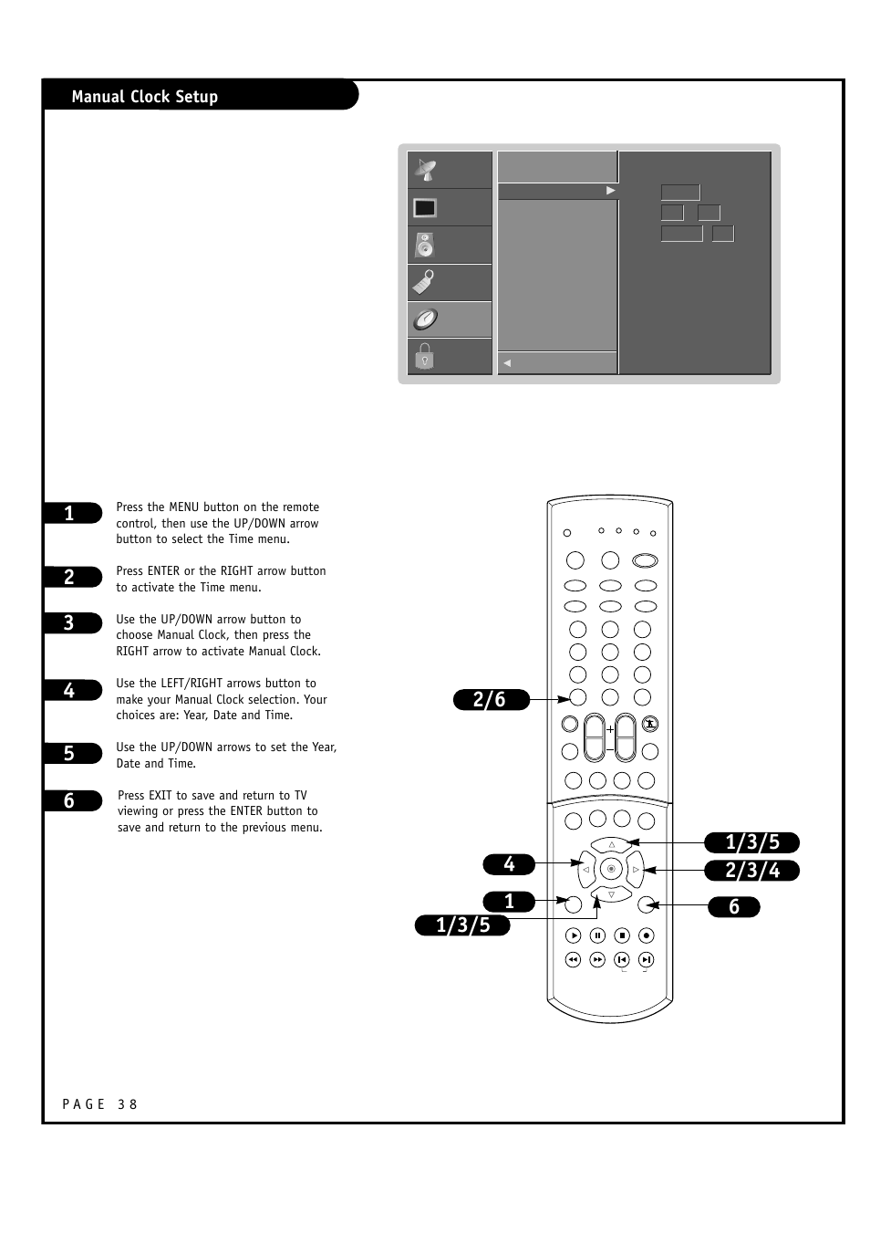 Manual clock setup | LG RU-60SZ30 User Manual | Page 38 / 60