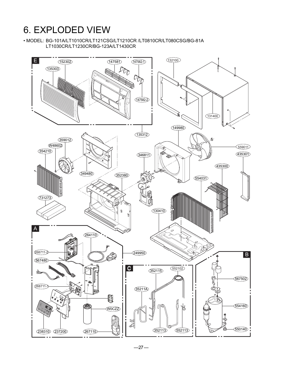 Exploded view, Ec b, F1 lo w f2 me d f3 hig h | LG BG-81A User Manual | Page 27 / 39