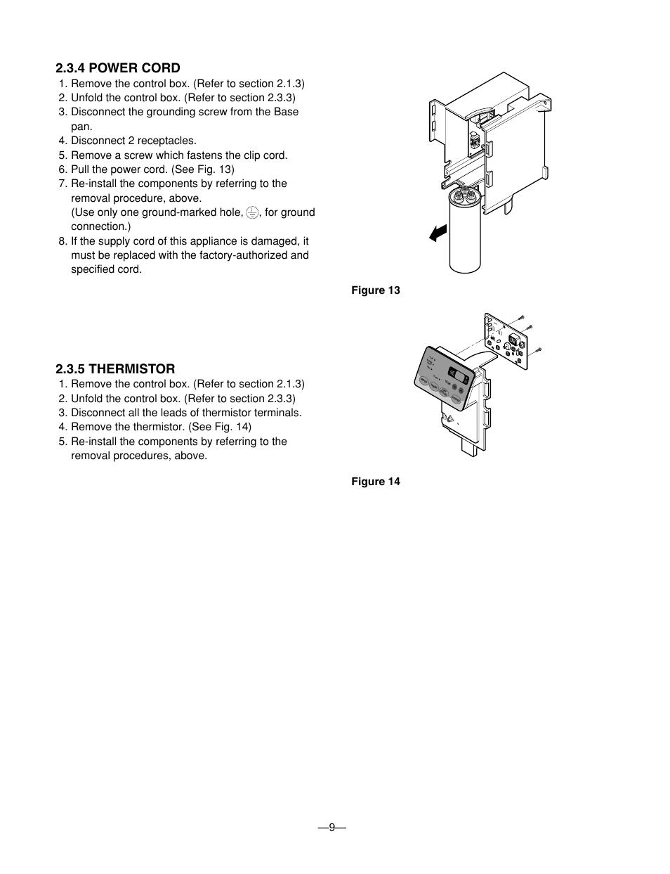 4 power cord, 5 thermistor, Figure 13 figure 14 | LG BG-81A User Manual | Page 9 / 39