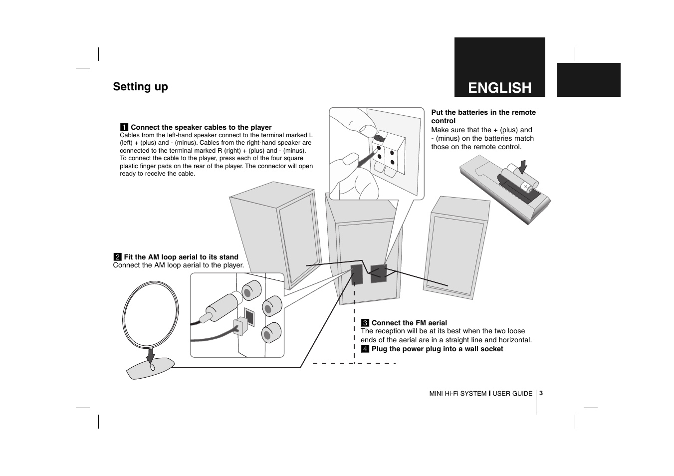 English, Setting up | LG MCD112 User Manual | Page 3 / 12