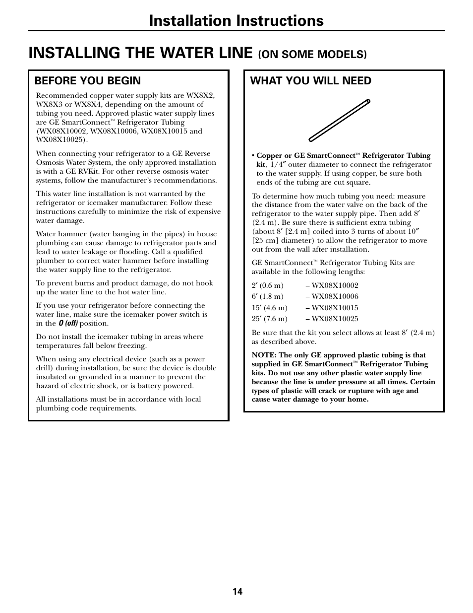 Water line installation, Water line installation –18, Installing the water line | Installation instructions, What you will need, On some models), Before you begin | LG 22 User Manual | Page 14 / 32