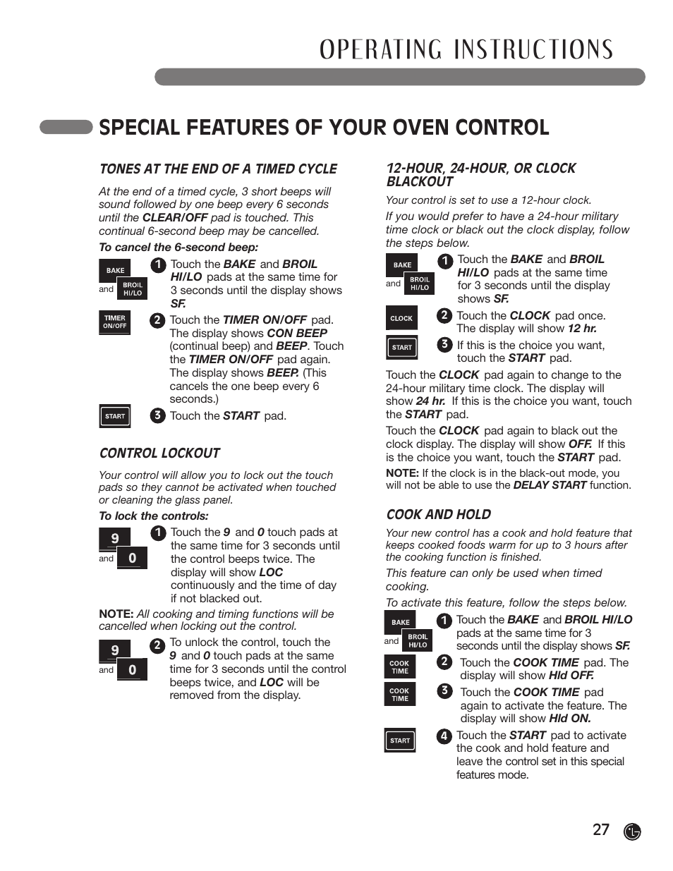 Special features of your oven control | LG LRG30357ST User Manual | Page 27 / 48