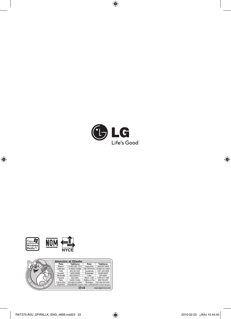 LG RAS375BF User Manual | Page 23 / 23